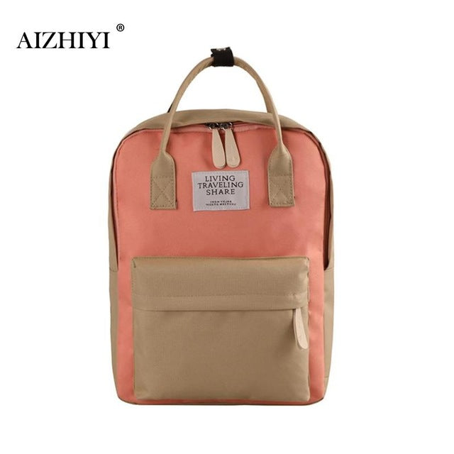 Korean Style canvas fashion backpack woman Hit color Nylon backpack for girls leisure travel school bag personality luggage