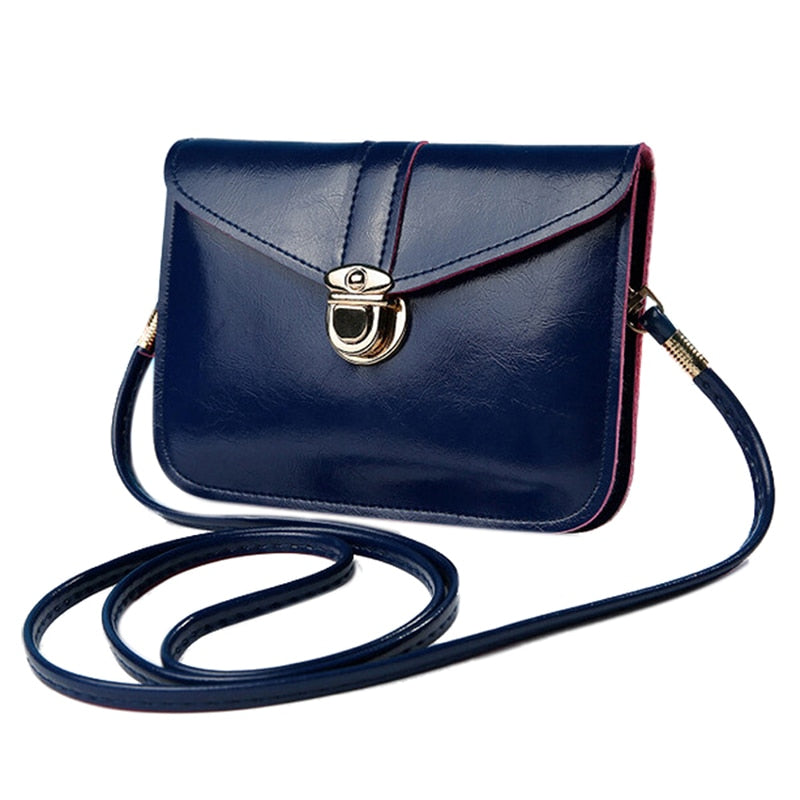 Women messenger bags Vintage style PU leather handbag Sweet cute Cross body handbags Clutch messenger bags Dark Blue