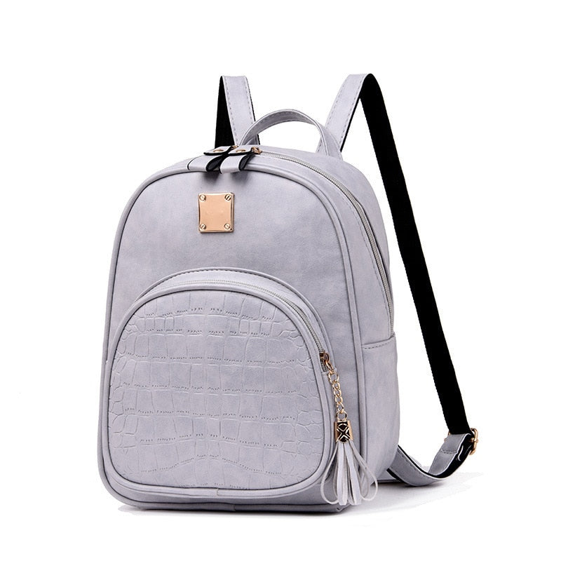 Girls Travel Bag outdoor ladies double-layer PU Leather backpack fashion trend simple wild stone pattern bag
