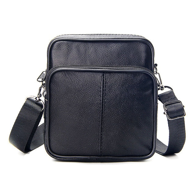 New Men's Business Genuine Leather Mini Crossbody Bags Portable European Style Male Single Shoulder Cross body Bag Black