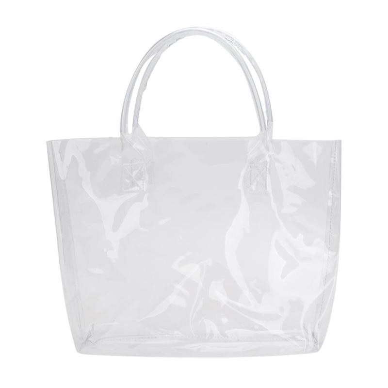 Clear Transparent PVC Shoulder Bags Women Jelly Bags Purse Large Casual Tote Solid Color Handbags Sac A Main Female Top Handbag